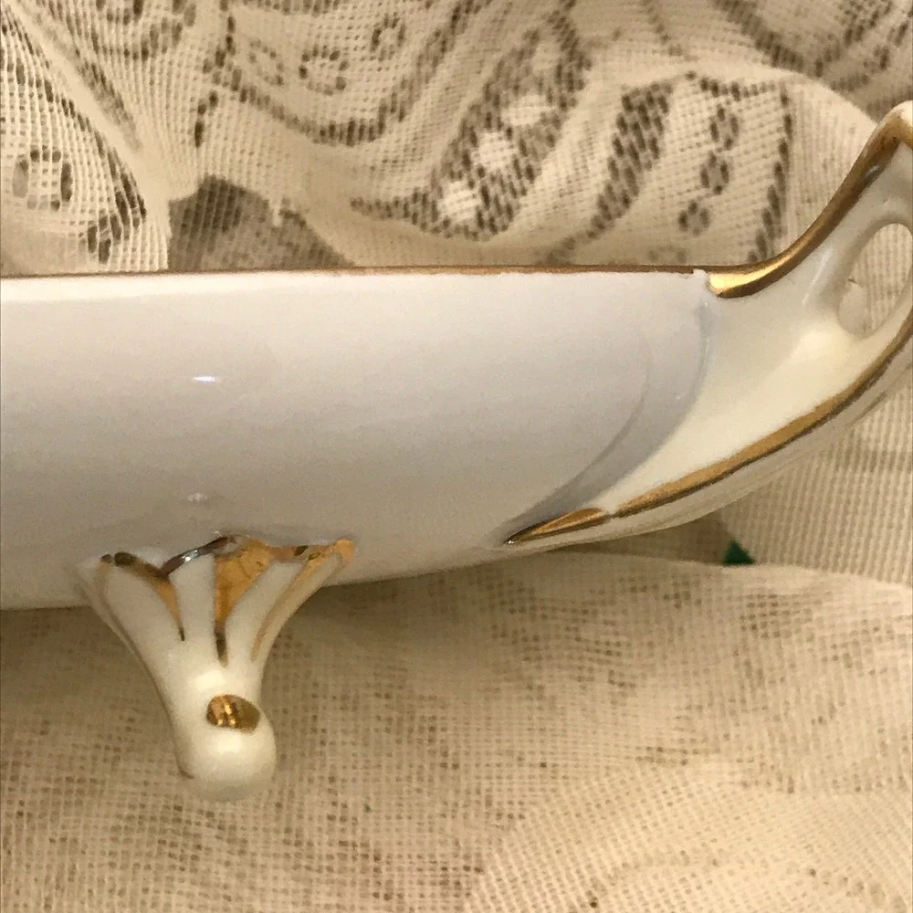 Antique Footed Compote or Candy Dish, Cherry‎ Blossom Nippon  Porcelain